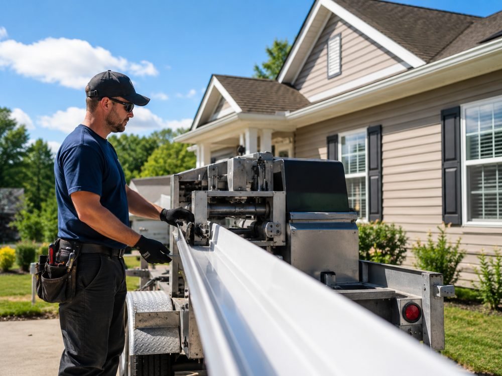 Gutter installation crew working in Beaumont, TX